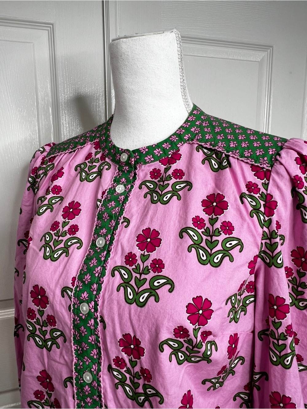 Boden Arabella Cotton Blouse Meadowsweet Pink Pansy Stamp Floral Top Size 6 - Picture 9 of 16